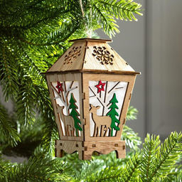 Ёлочная игрушка Фонарь с оленем, 16х10х10 см, от батареек, свечение тёплое белое - Luazon lighting фото 2