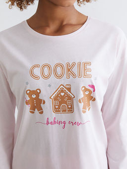 Bisiklet Yaka Y?lba?? Temal? Kad?n Pijama Tak?m?