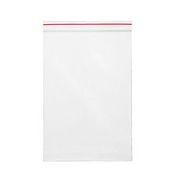 Пакет упаковочный с замком Zip Lock 80x100 мм, ПНД, 35 мкм, прозрачный, с красной полосой на zip-застежке, 100 шт в упаковке