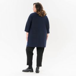 Туника комбинированная, шифон принт "роскошный"/трикотаж темно-синий