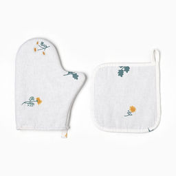 Набор кухонный Этель «Полевые цветочки»: варежка 20×27 см, прихватка 19×19 см, рогожка 176 г/м², 100% хлопок