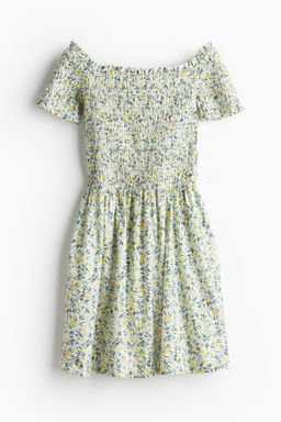 Vestido off-the-shoulder con cuerpo nido de abeja - H&m фото 6