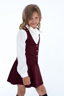 Бордовый школьный жилет для девочки Mooriposh, модель 1109