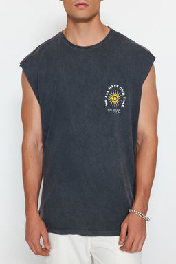 TRENDYOL MAN Gul Kurusu Oversize/Genis Kesim Soluk Efektli Yaz? Bask? %100 Pamuk T-Shirt/Atlet TMNSS23AL00009 - Trendyolmilla фото 3