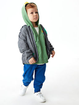 Bask?l? Uzun Kollu Erkek Bebek Tak?m 3l?