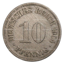 Монета 10 пфеннигов 1904 года F Германия