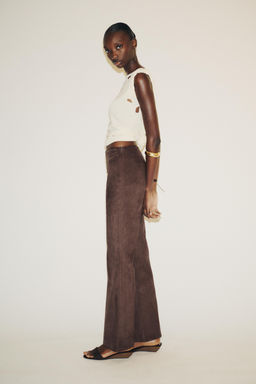 STADDED FAUX SUEDE FLARE TROUSERS - Zara фото 5