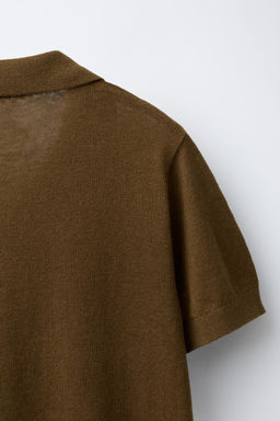 POLO CON LINO Y ALGOD?N / Tabaco - Zara фото 4