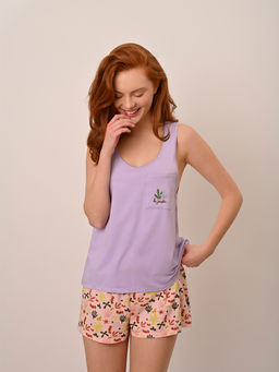 Пижама Indefini 5265TBP бамбук с хлопком лавандовый