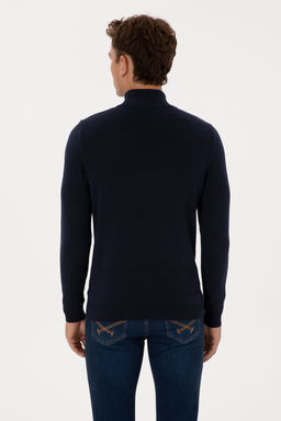 Erkek Slim Fit Yar_m Bal_k__ Yaka Lacivert Basic Kazak - U.s. polo assn фото 12