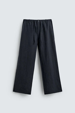 PANTAL?N RELAXED FIT 100% LINO / Marino oscuro