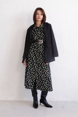 11128 Платье-рубашка удлинённое чёрное с принтом - Martichelli фото 2