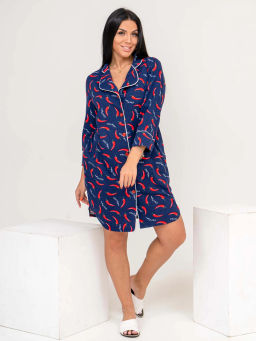 Халат женский, цвет синий красный белый