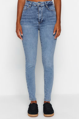 TRENDYOLMILLA Koyu Mavi Sekillendiren Etki Yuksek Bel Skinny Jeans TWOAW24JE00070  фото 12