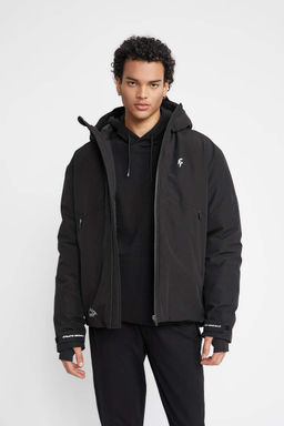 Водоотталкивающее водонепроницаемое пальто приталенного кроя DeFactoFit с капюшоном и молнией  фото 5