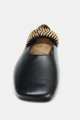LEATHER BALLET FLATS WITH METAL STRAP - Zara фото 11