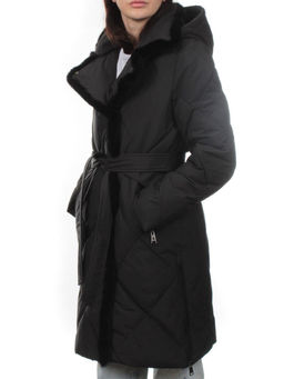 309 BLACK/BLACK Пальто зимнее стеганое женское (200 гр. холлофайбер, натуральная норка) - Fashion фото 5