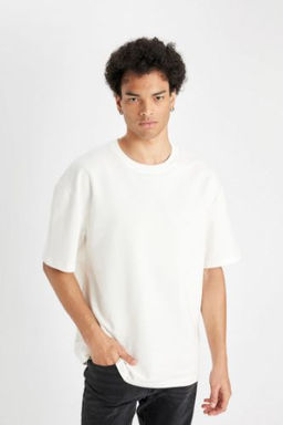 Relax Fit Bisiklet Yaka Pamuklu K?sa Kollu Basic Duz Tisort