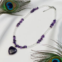 Колье из Аметиста и Горного Хрусталя 43 см +