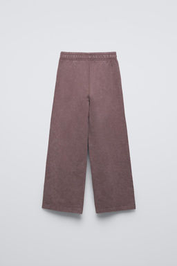 WASHED-EFFECT WIDE-LEG PLUSH TROUSERS - Zara фото 6