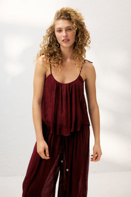Top playero efecto arrugado con tirantes de lazo - H&m фото 3