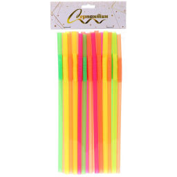 Цена за 4 шт. Трубочка для коктейля 8*260мм в наборе 25 шт цветная