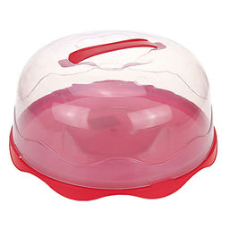 Блюдо для торта пластмассовое д30х14см, прозрачная крышка с фисатором, с ручкой, цвета микс (Китай) - Домашняя мода фото 2