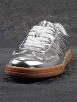 03-B6C-7C GREY/SILVER Кеды женские (натуральная кожа)