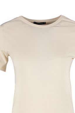 Ac?k Bej %100 Pamuk Basic Bisiklet Yaka Orme T-Shirt TWOSS23TS00000