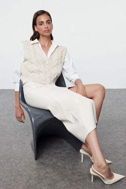 Trendyolmilla Tas Regular Sac Orgu Triko Yelek TWOAW25YE00040  фото 2