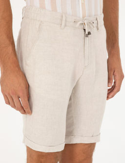 Bej Slim Fit Keten Kar___ml_ Dokuma _ort - Pierre cardin фото 5