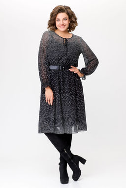 Платье Swallow 683 чёрный в белый горошек градиент фото 5