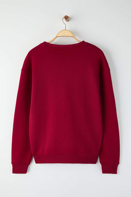 K?rm?z? Yeni Oversize/Genis Kesim Yonca Bask? Detayl? Kal?n/Ici Polar Sweatshirt TMNAW26SW00024 - Trendyolmilla фото 2