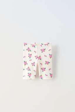 RIBBED FLORAL SHORT LEGGINGS