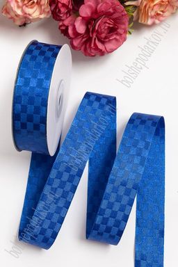Лента декоративная "Квадратики" 2,5 см*20 ярд (SF-715) синий