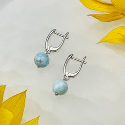 Серьги с камнем Ларимар - Радуга самоцветов фото 2