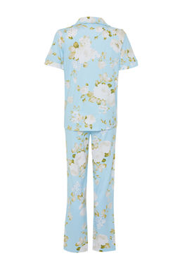 Trendyolmilla Mavi %100 Pamuklu Cicek Desenli Orme Pijama Tak?m? THMSS20PT0062  фото 8