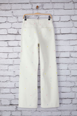 Beyaz Cicek Nak?sl? Normal Bel Wide Leg Jeans TWOSS25JE00232 - Trendyolmilla фото 7