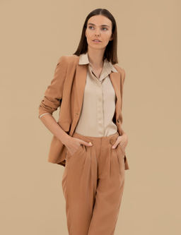 Kahverengi Kupro Regular Fit Ceket