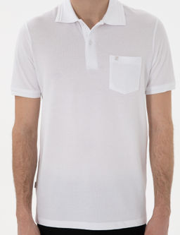 Beyaz Regular Fit %100 Pamuk Polo Yaka Basic Ti__rt