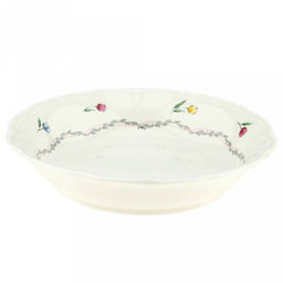Ласковый май Тарелка глубокая фарфоровая д20см, h4,2см, 600мл, с деколью, рельефный декор, волнистый край, кремовый (Китай) - Домашняя мода фото 2