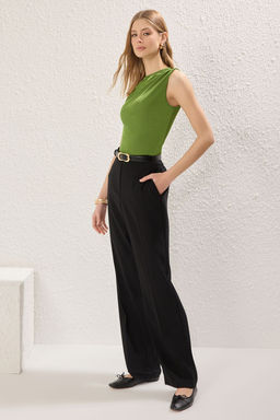 TRENDYOLMILLA Siyah S?f?r Kol Buzgu Detayl? Bisiklet Yaka Alttan C?tc?tl? Orme Body TWOSS25BD00021  фото 3