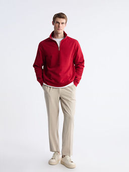 Fermuarl? Dik Yaka Erkek Kal?n Sweatshirt