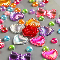 Наклейка пластик стразы Розочки и бантики МИКС 25х10 см - Арт узор фото 3