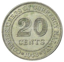 20 центов 1943 года Малайя