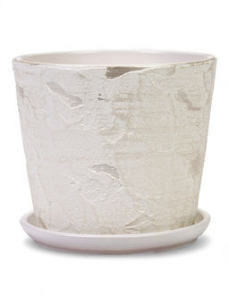 Горшок цветочный с поддоном 2,6 л, d18/h16 см белый керамика, "Венера" (М)
