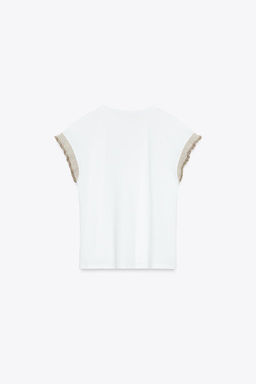METALLIC THREAD RUFFLE T-SHIRT - Zara фото 6