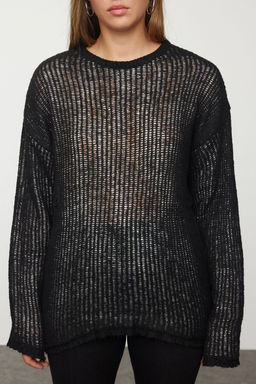 Siyah Basic Bisiklet Yaka Triko Kazak TWOAW25KZ00340 - Trendyolmilla фото 3