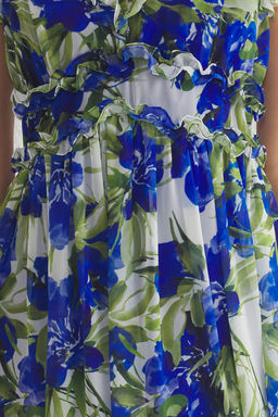 TRENDYOLMILLA Ekru Cicek Desenli A-Kesim F?rf?r Detayl? Astarl? Sifon Maxi Dokuma Elbise TWOSS23EL02013 фото 50