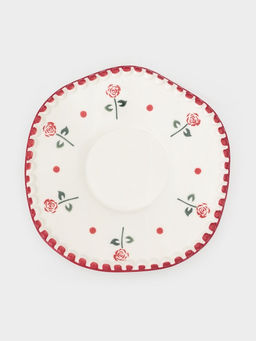 Чайная пара «Роза красная», 2 предмета: блюдце 16×1.5 см, чашка 13×10×7 см, белая